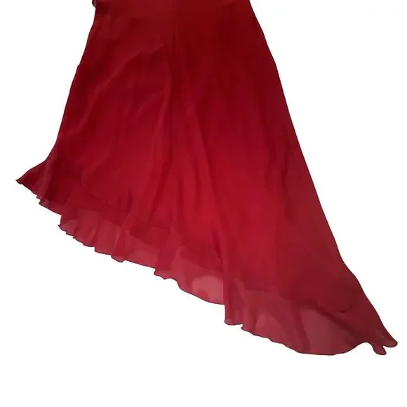 Vtg 90s Y2K City Triangles Red Asymmetrical Ruffle Dress Whimsigoth Fairy 11 - Picture 6 of 10